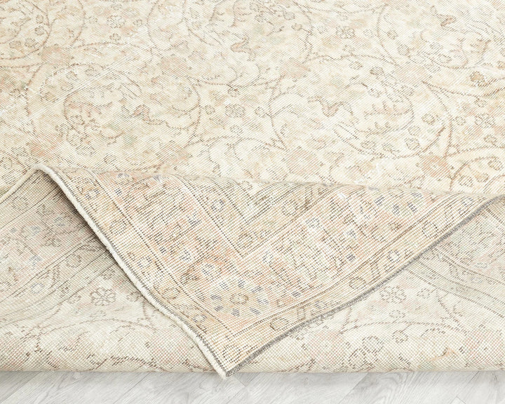 Beige Turkish Oushak Rug 7' 1" x 10' Hand-Knotted | No. VR46484