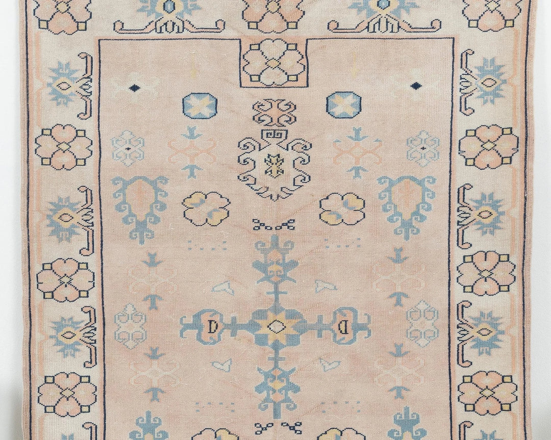 Multicolor Turkish Oushak Rug 4' 5" x 6' 5" Hand-Knotted | No. VR46517