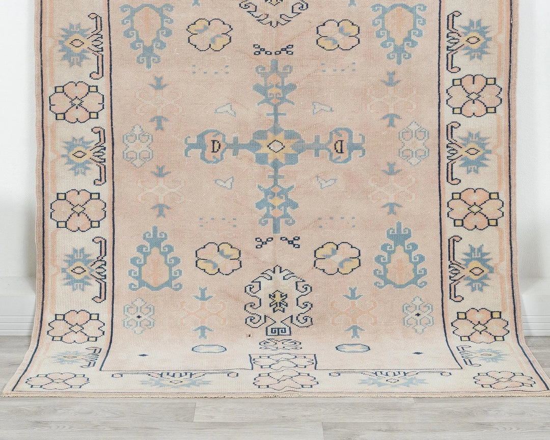Multicolor Turkish Oushak Rug 4' 5" x 6' 5" Hand-Knotted | No. VR46517
