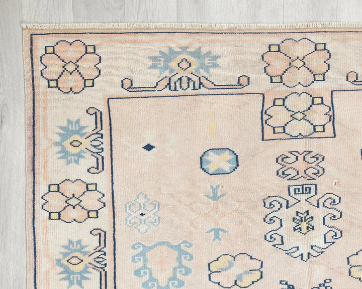 Multicolor Turkish Oushak Rug 4' 5" x 6' 5" Hand-Knotted | No. VR46517