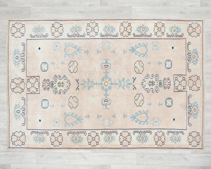 Multicolor Turkish Oushak Rug 4' 5" x 6' 5" Hand-Knotted | No. VR46517