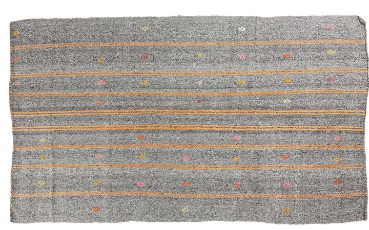 Gray Turkish Kilim Rug 5' 7" x 9' 2" Flat-Weave | No. VR46693