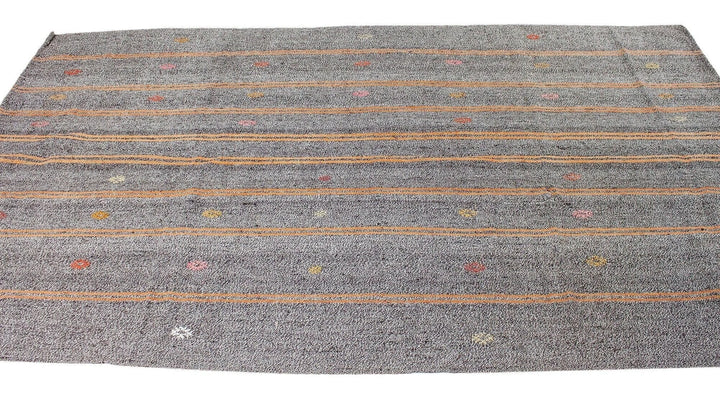 Gray Turkish Kilim Rug 5' 7" x 9' 2" Flat-Weave | No. VR46693