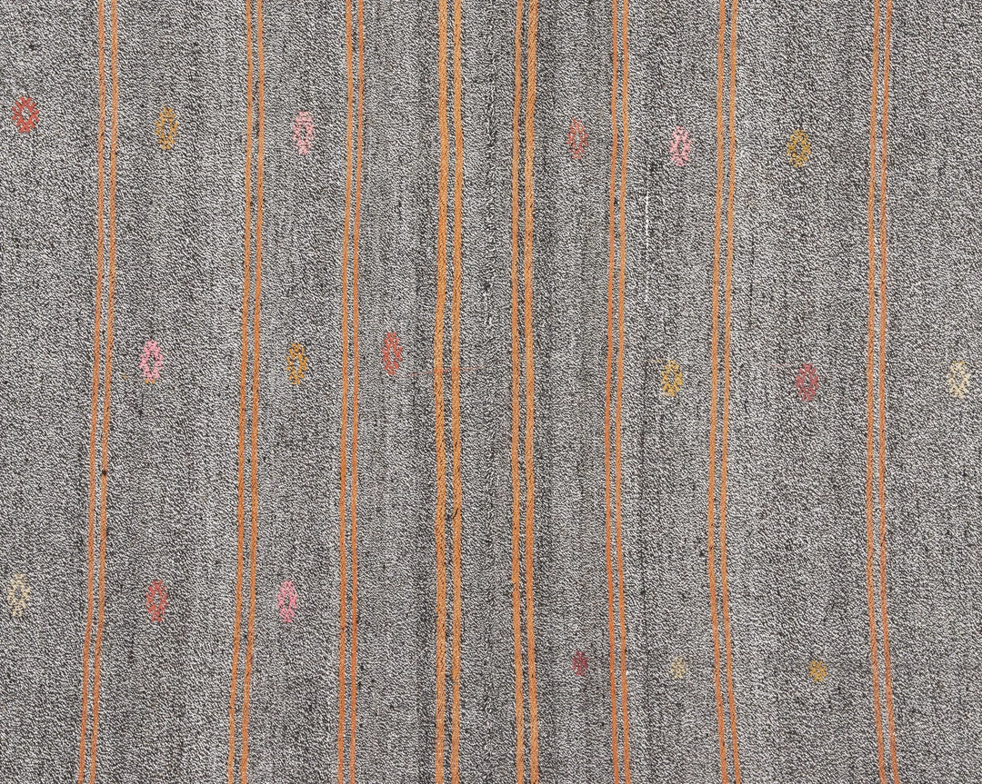 Gray Turkish Kilim Rug 5' 7" x 9' 2" Flat-Weave | No. VR46693
