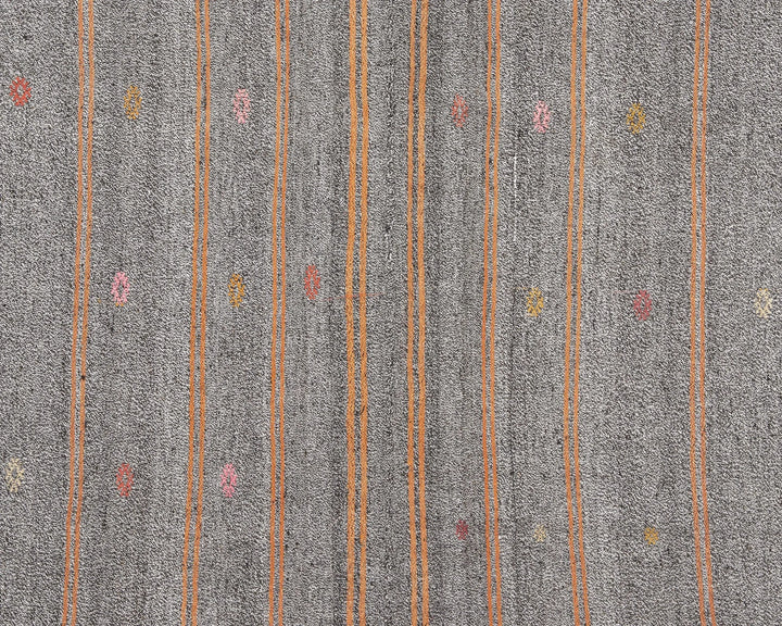 Gray Turkish Kilim Rug 5' 7" x 9' 2" Flat-Weave | No. VR46693