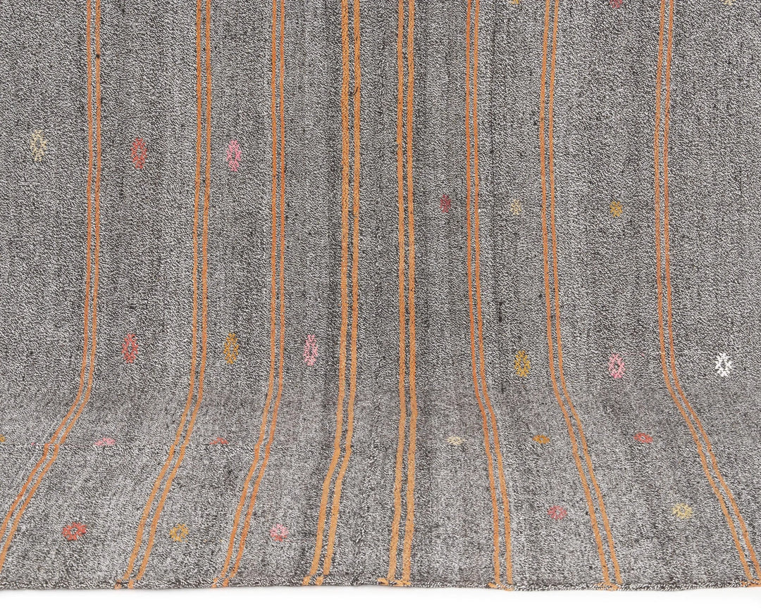 Gray Turkish Kilim Rug 5' 7" x 9' 2" Flat-Weave | No. VR46693