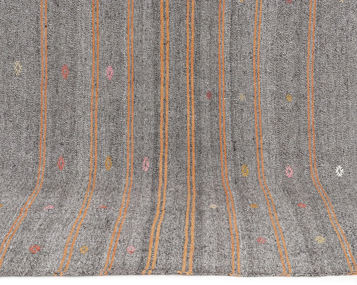 Gray Turkish Kilim Rug 5' 7" x 9' 2" Flat-Weave | No. VR46693
