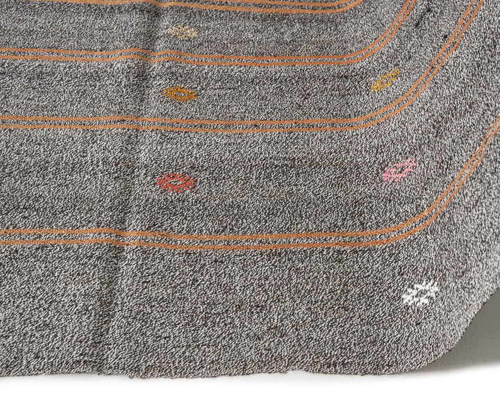 Gray Turkish Kilim Rug 5' 7" x 9' 2" Flat-Weave | No. VR46693