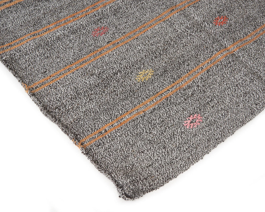 Gray Turkish Kilim Rug 5' 7" x 9' 2" Flat-Weave | No. VR46693