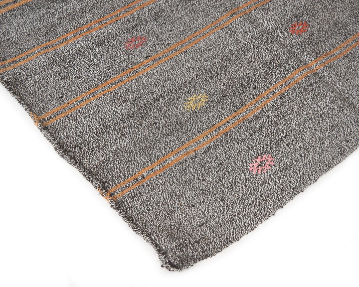 Gray Turkish Kilim Rug 5' 7" x 9' 2" Flat-Weave | No. VR46693