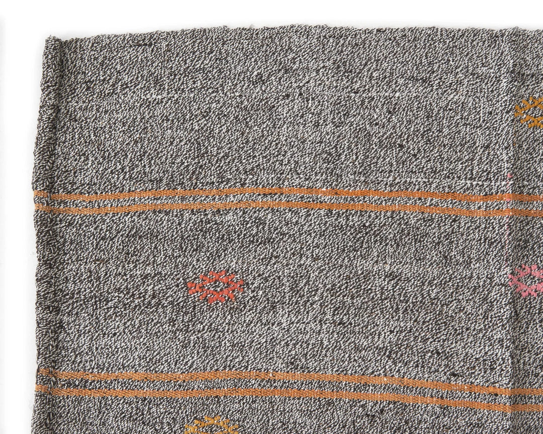 Gray Turkish Kilim Rug 5' 7" x 9' 2" Flat-Weave | No. VR46693