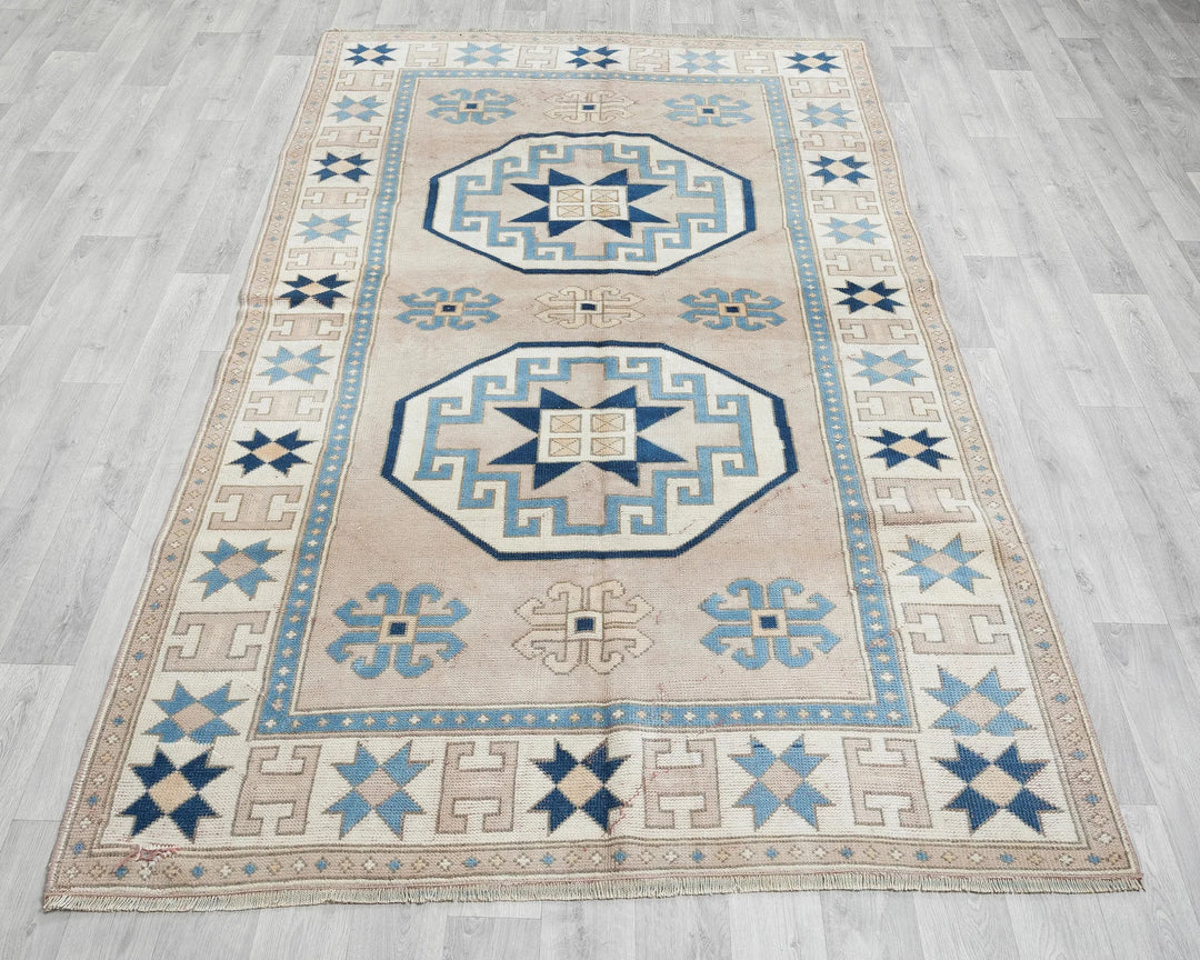Multicolor Turkish Oushak Rug 4'11" x 8'2" Hand-Knotted view 9