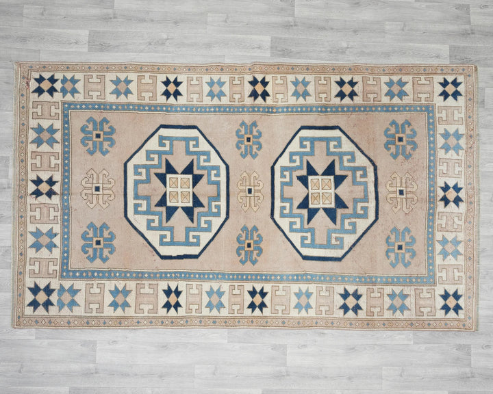 Multicolor Turkish Oushak Rug 4'11" x 8'2" Hand-Knotted pattern