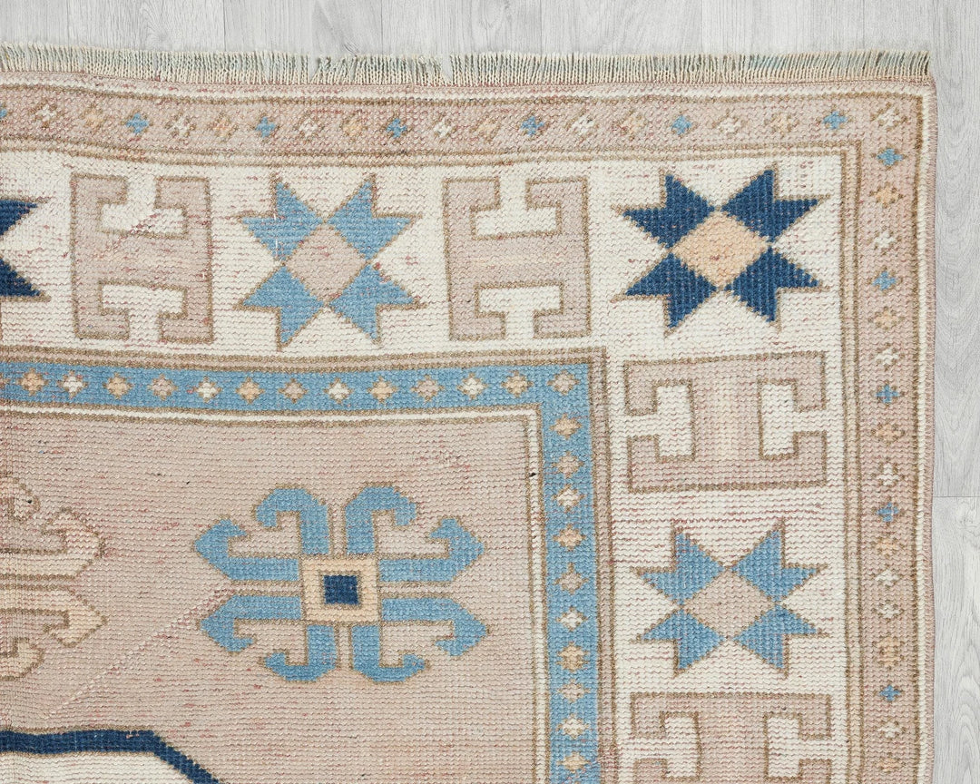 Multicolor Turkish Oushak Rug 4'11" x 8'2" Hand-Knotted border