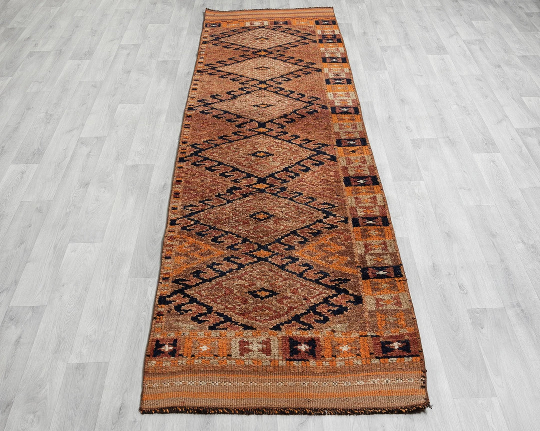 Rust Turkish Oushak Rug 3' x 10' Hand-Knotted | No. VR46718