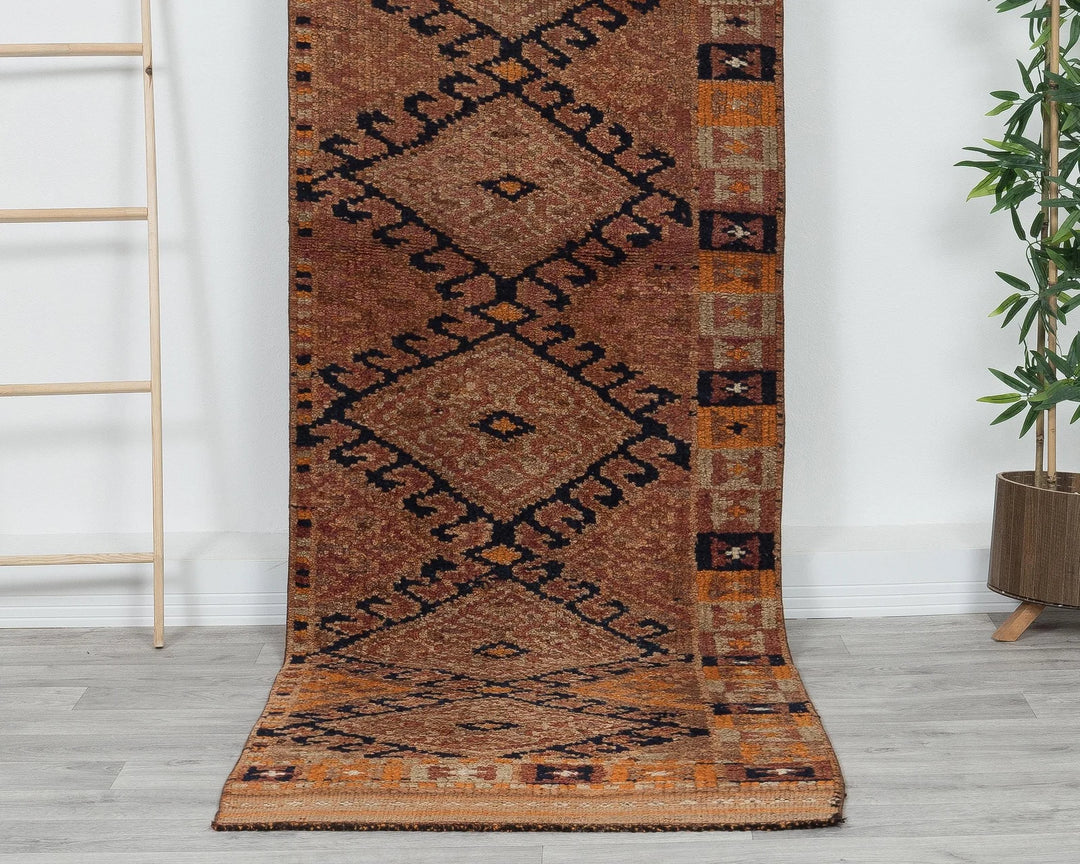 Rust Turkish Oushak Rug 3' x 10' Hand-Knotted | No. VR46718
