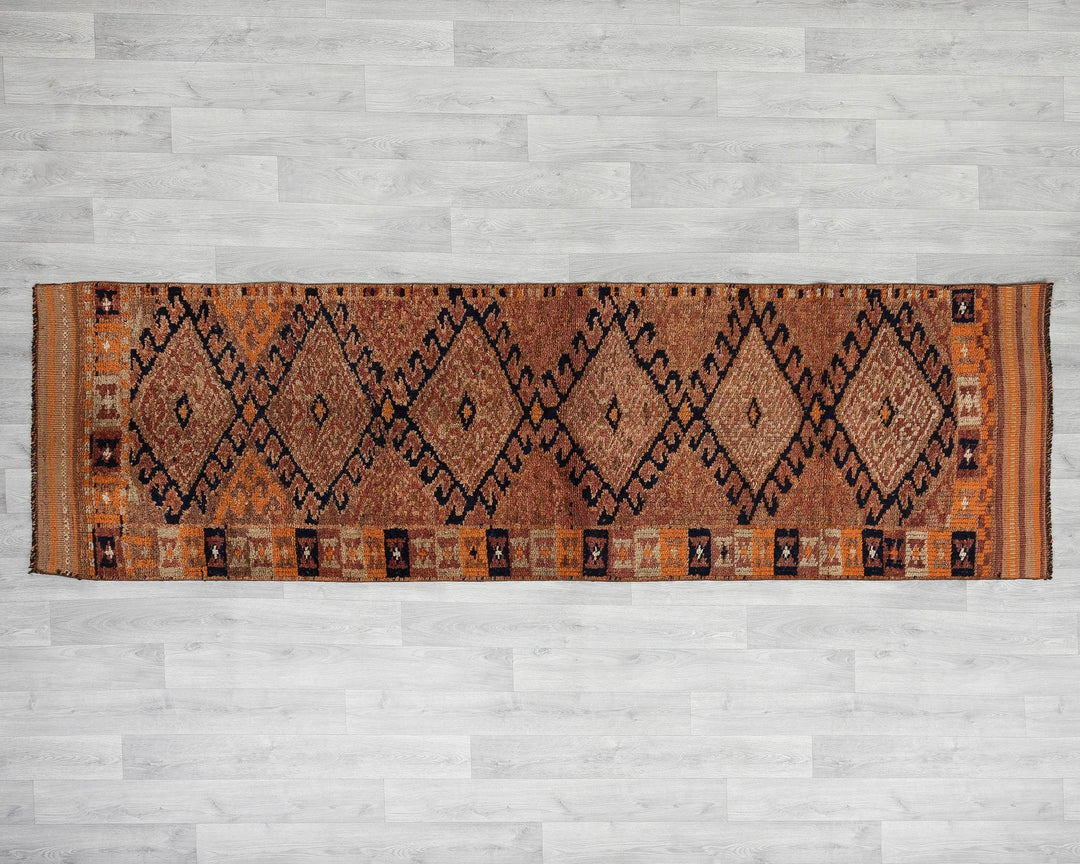 Rust Turkish Oushak Rug 3' x 10' Hand-Knotted | No. VR46718