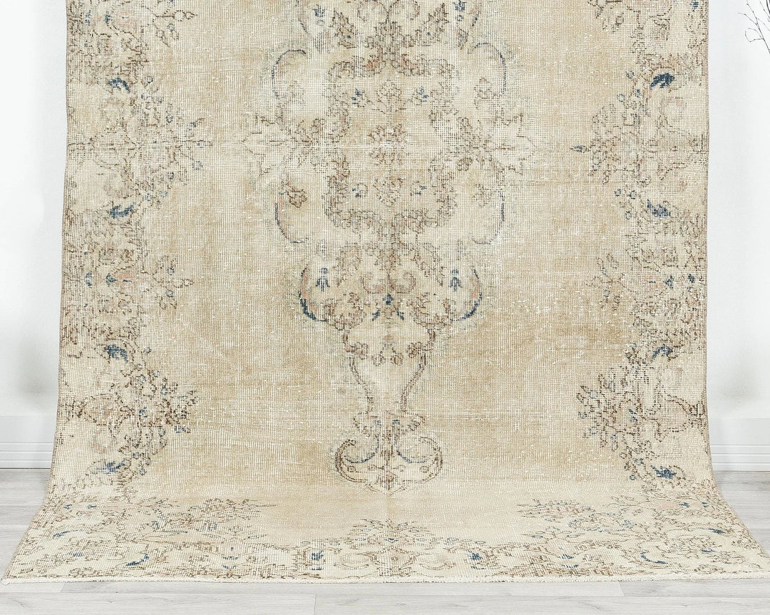 Multicolor Turkish Oushak Rug 4' 8" x 8' 6" Hand-Knotted | No. VR46765