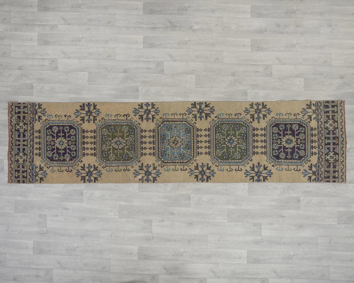 Multicolor Turkish Oushak Rug 2'6" x 10'2" Hand-Knotted view 9