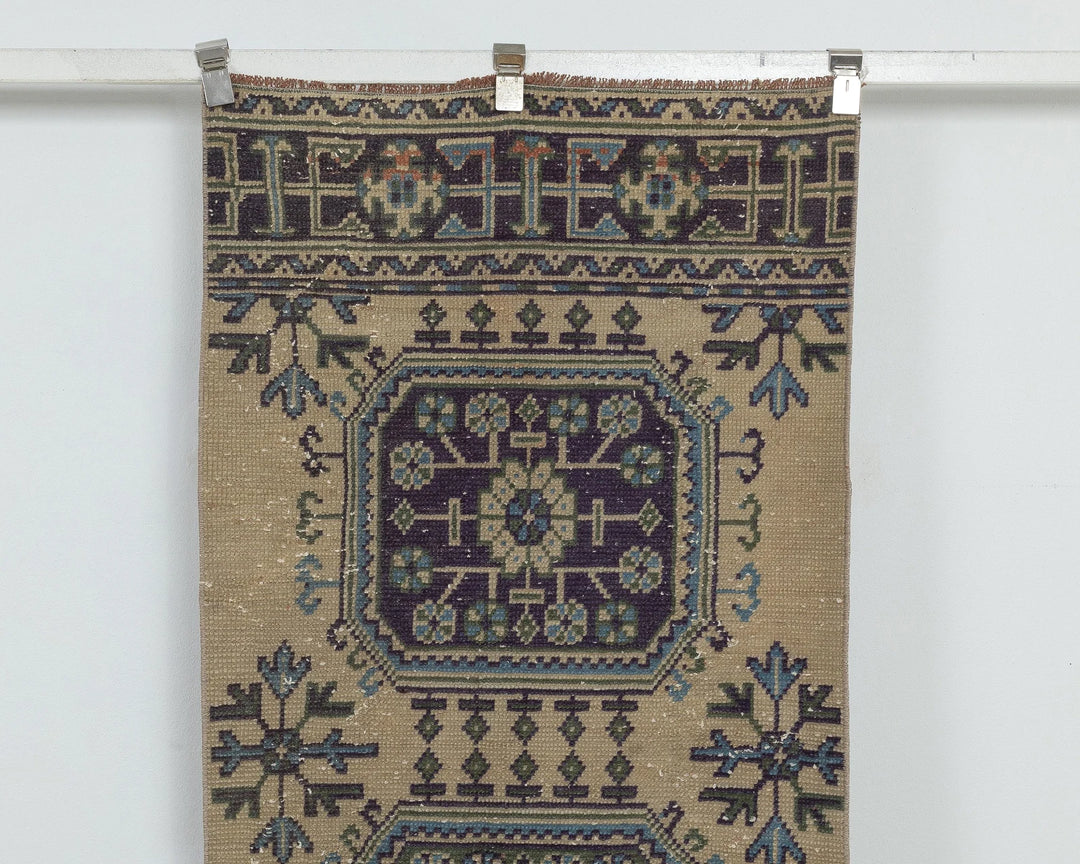 Multicolor Turkish Oushak Rug 2'6" x 10'2" Hand-Knotted view
