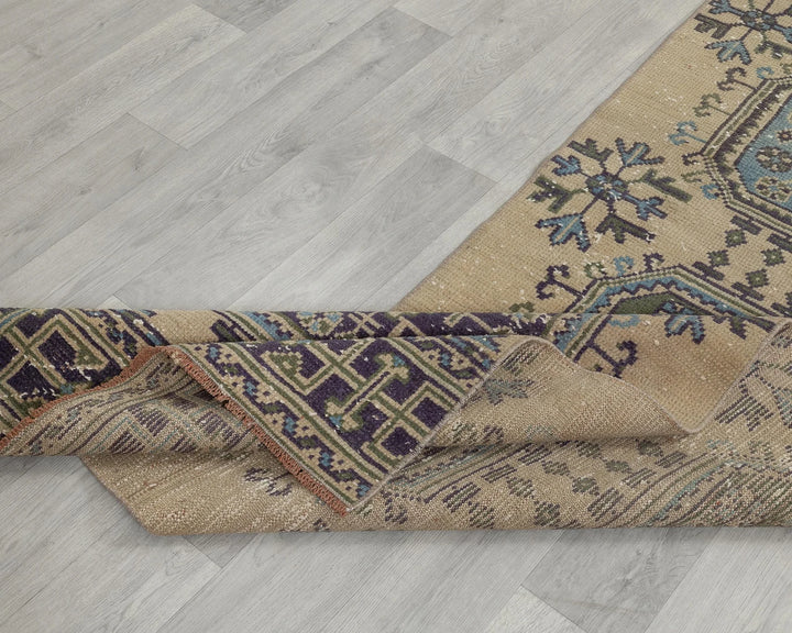 Multicolor Turkish Oushak Rug 2'6" x 10'2" Hand-Knotted field