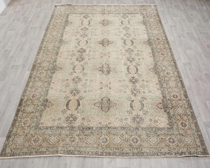 Beige Turkish Oushak Rug 6' 11" x 10' 2" Hand-Knotted | No. VR46919