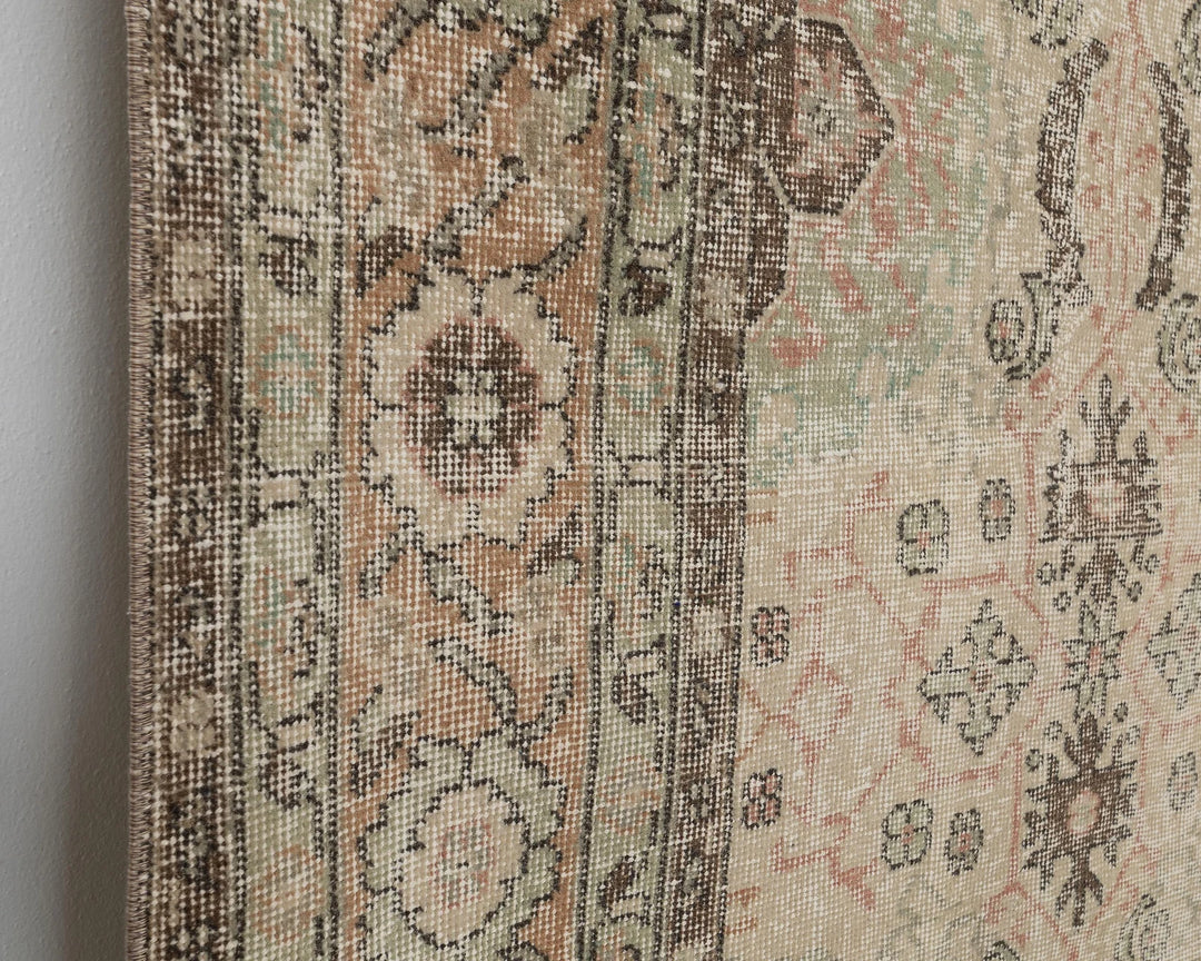 Beige Turkish Oushak Rug 6' 11" x 10' 2" Hand-Knotted | No. VR46919