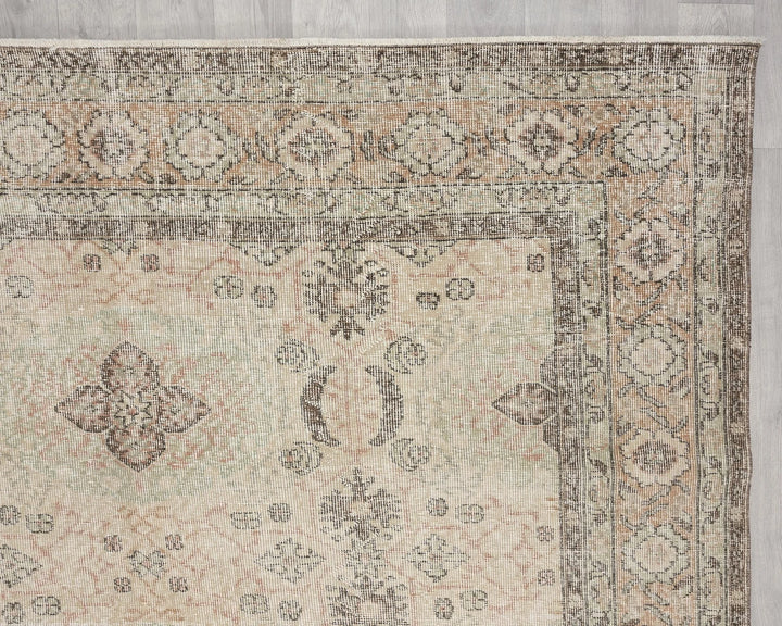Beige Turkish Oushak Rug 6' 11" x 10' 2" Hand-Knotted | No. VR46919