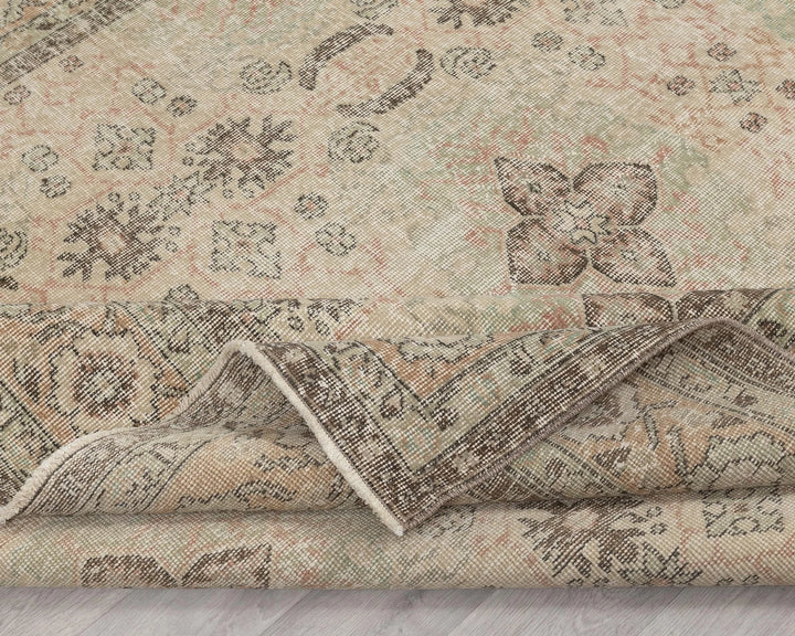 Beige Turkish Oushak Rug 6' 11" x 10' 2" Hand-Knotted | No. VR46919
