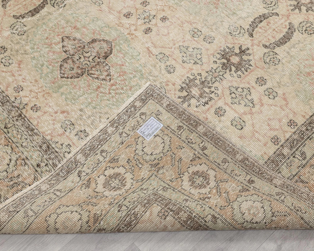 Beige Turkish Oushak Rug 6' 11" x 10' 2" Hand-Knotted | No. VR46919