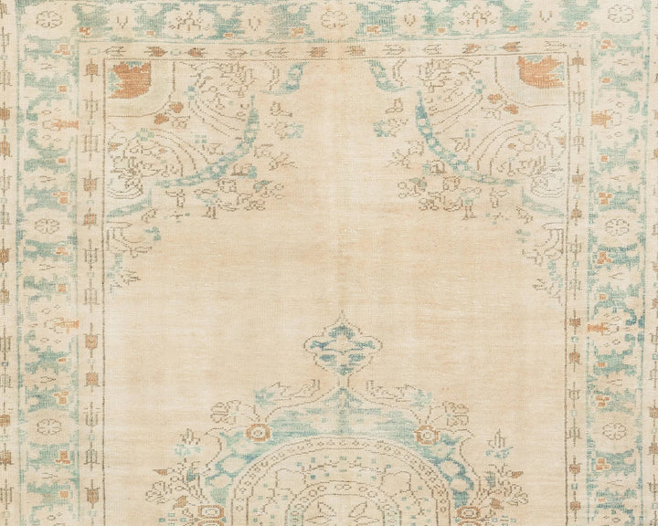 Beige Turkish Oushak Rug 9' 6" x 6' 1" Hand-Knotted | No. VR47085