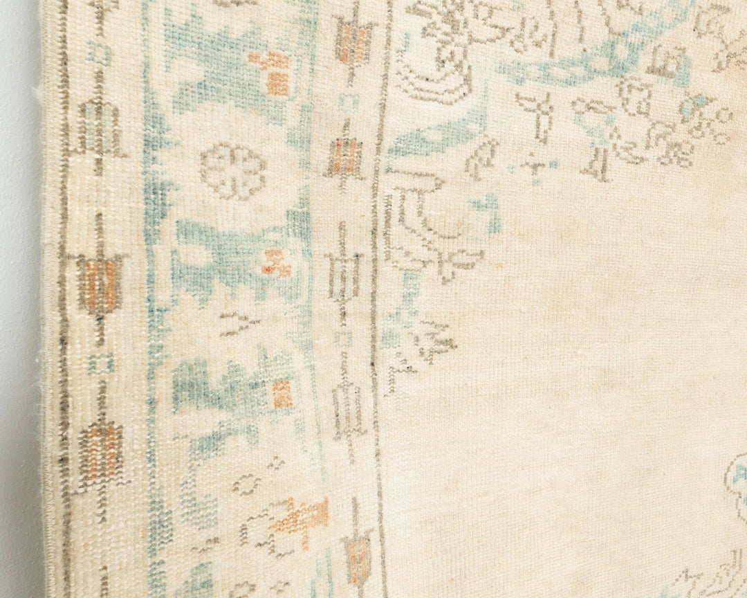Beige Turkish Oushak Rug 9' 6" x 6' 1" Hand-Knotted | No. VR47085