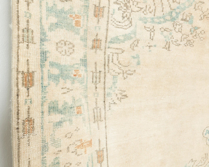 Beige Turkish Oushak Rug 9' 6" x 6' 1" Hand-Knotted | No. VR47085