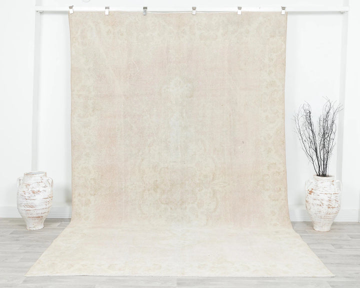 Beige Turkish Oushak Rug 6'11" x 10'6" Hand-Knotted | No. VR47131