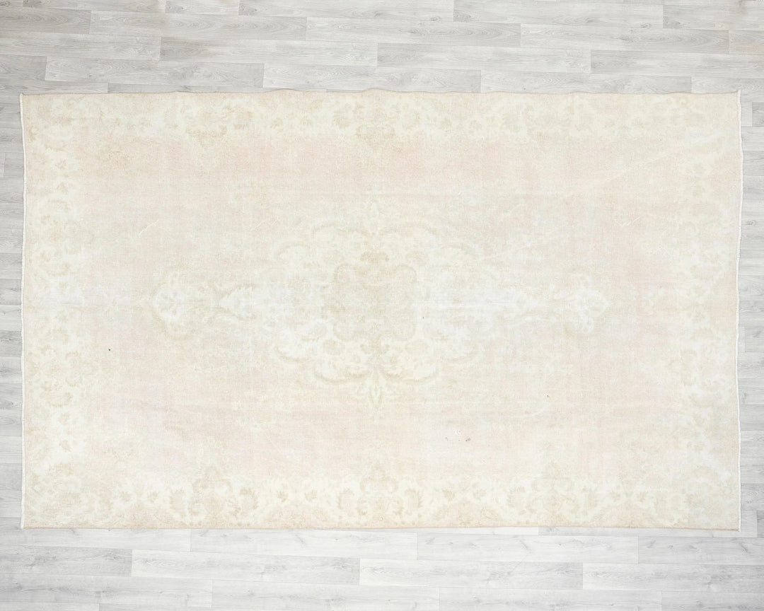 Beige Turkish Oushak Rug 6'11" x 10'6" Hand-Knotted | No. VR47131