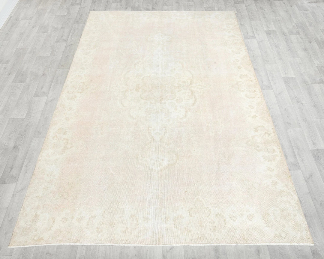 Beige Turkish Oushak Rug 6'11" x 10'6" Hand-Knotted | No. VR47131