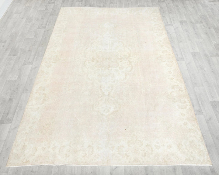 Beige Turkish Oushak Rug 6'11" x 10'6" Hand-Knotted | No. VR47131