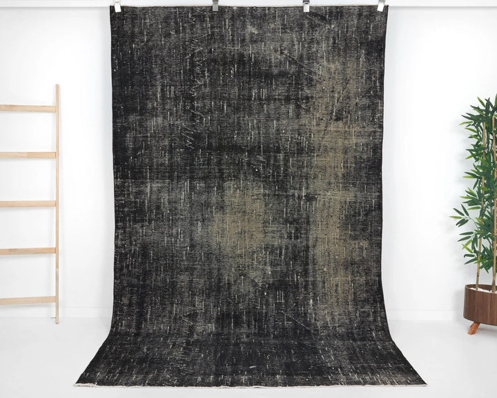 Black Turkish Overdye Rug 9' 2" x 5' 4" Hand-Knotted | No. VR47166