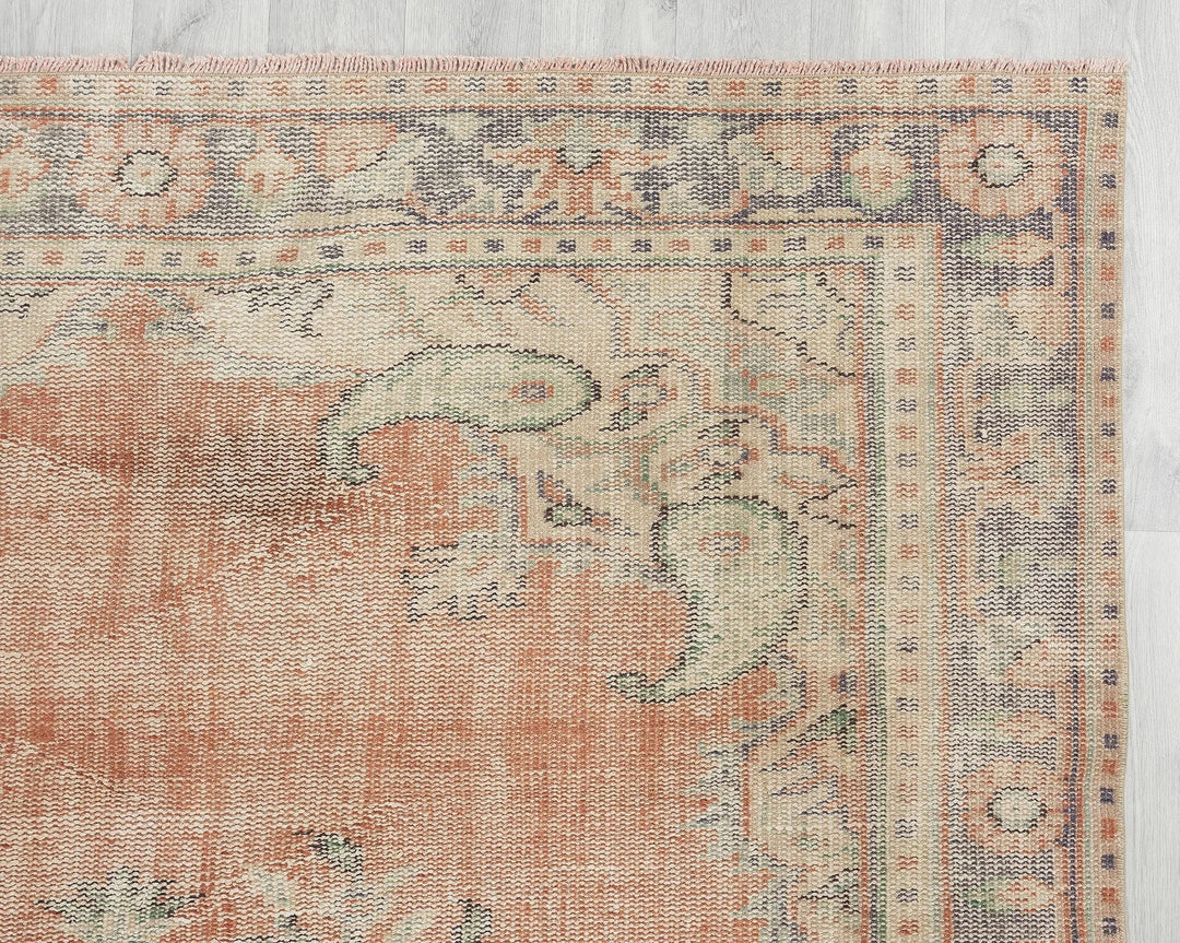 Multicolor Turkish Oushak Rug 5' 8" x 9' 1" Hand-Knotted | No. VR47274