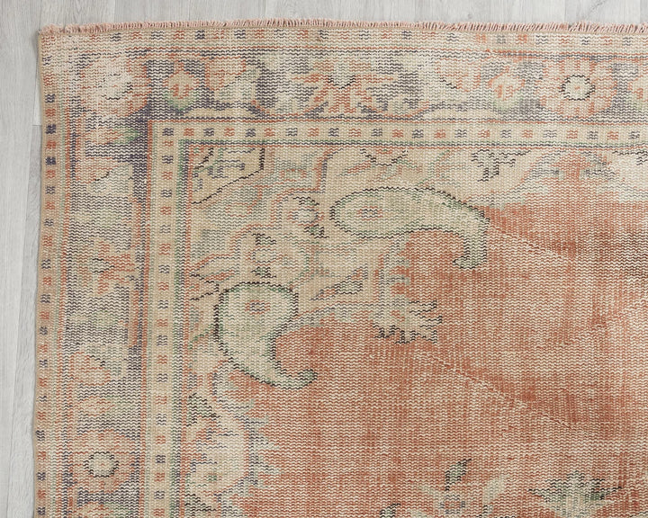 Multicolor Turkish Oushak Rug 5' 8" x 9' 1" Hand-Knotted | No. VR47274