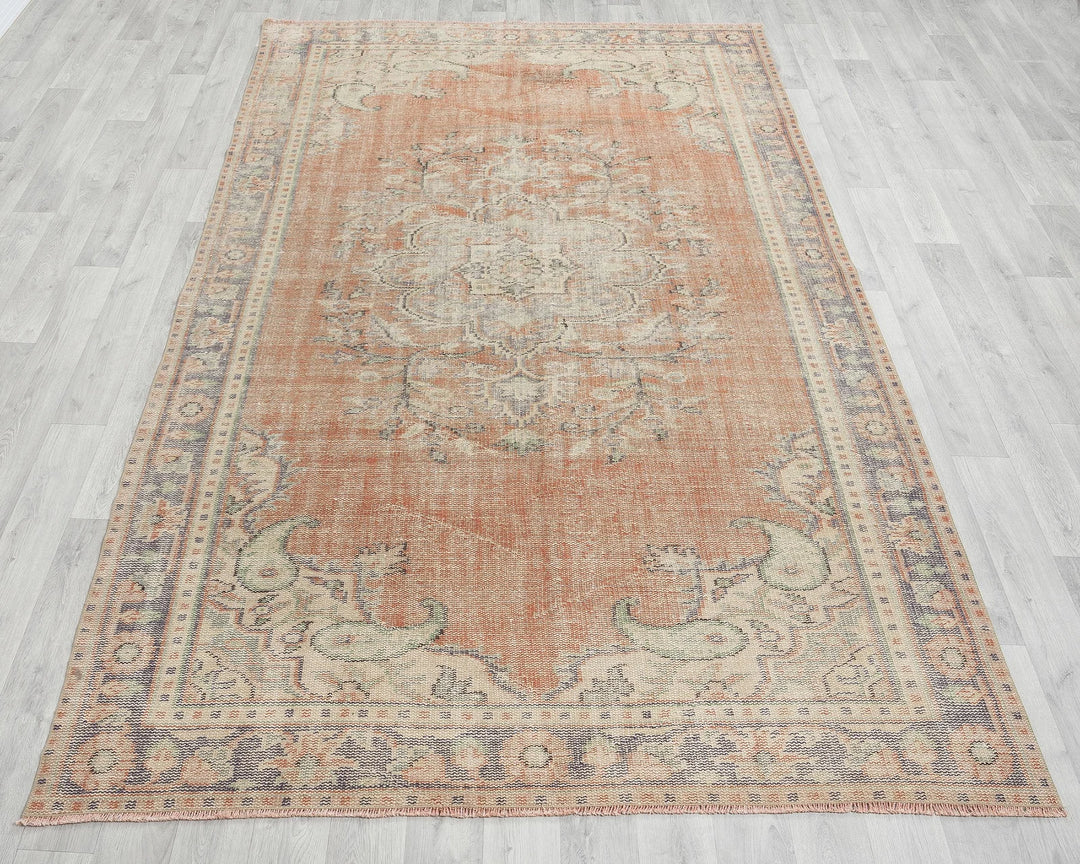 Multicolor Turkish Oushak Rug 5' 8" x 9' 1" Hand-Knotted | No. VR47274