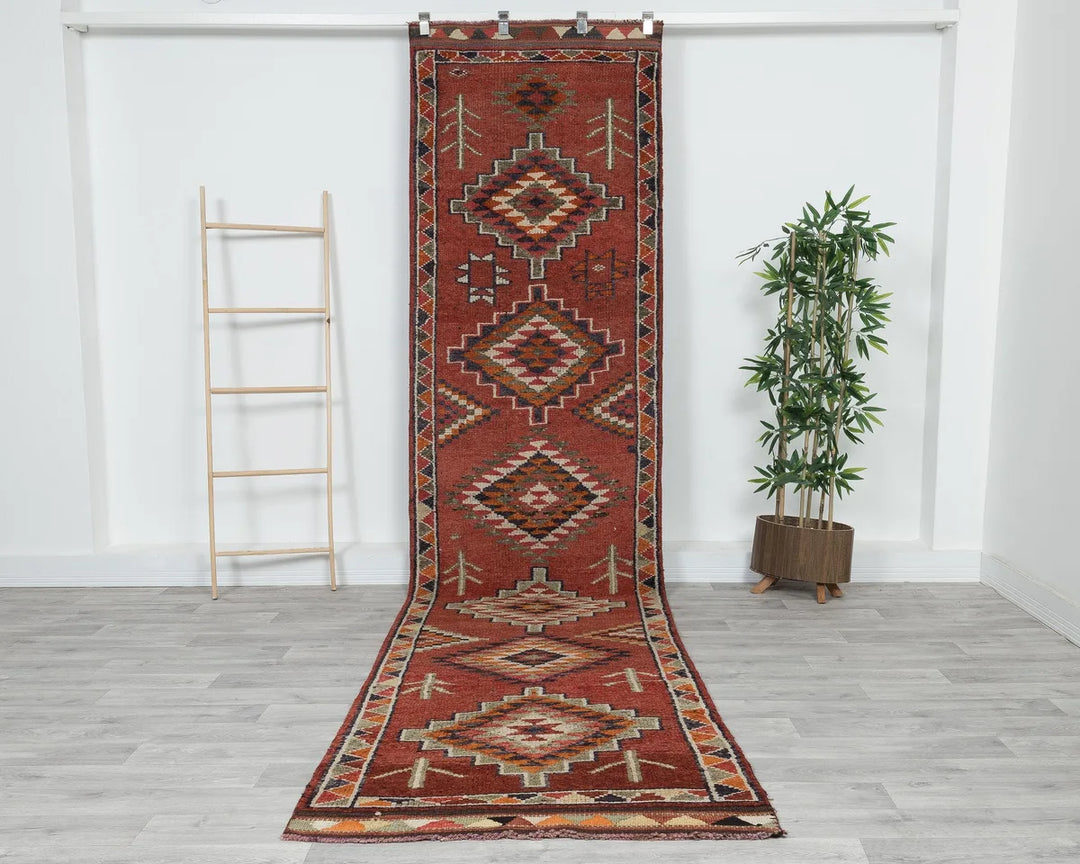 Multicolor Turkish Oushak Rug 12' 10" x 2' 11" Hand-Knotted | No. VR47370