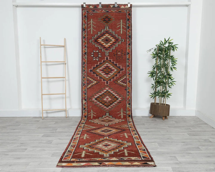 Multicolor Turkish Oushak Rug 12' 10" x 2' 11" Hand-Knotted | No. VR47370