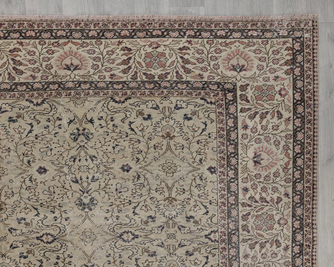 Multicolor Turkish Oushak Rug 7' 7" x 10' 7" Hand-Knotted border
