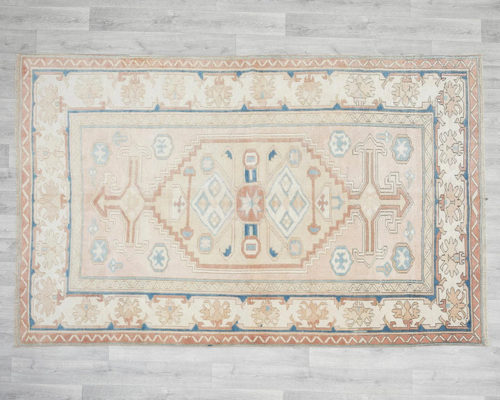 Multicolor Turkish Oushak Rug 5' 1" x 7' 9" Hand-Knotted close-up