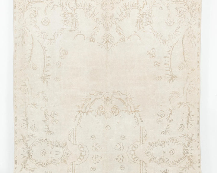 Beige Turkish Oushak Rug 6'1" x 10'1" Hand-Knotted | No. VR47625