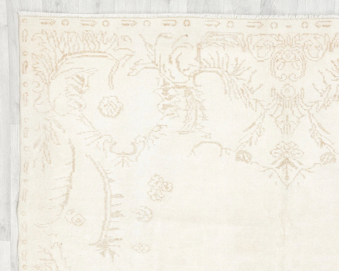 Beige Turkish Oushak Rug 6'1" x 10'1" Hand-Knotted | No. VR47625