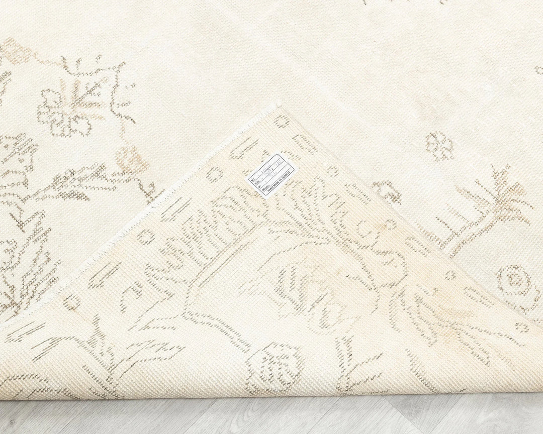 Beige Turkish Oushak Rug 6'1" x 10'1" Hand-Knotted | No. VR47625