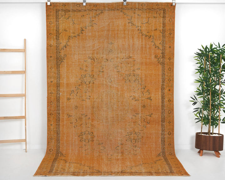 Orange Turkish Overdye Rug 5' 5" x 9' Hand-Knotted | No. VR47631