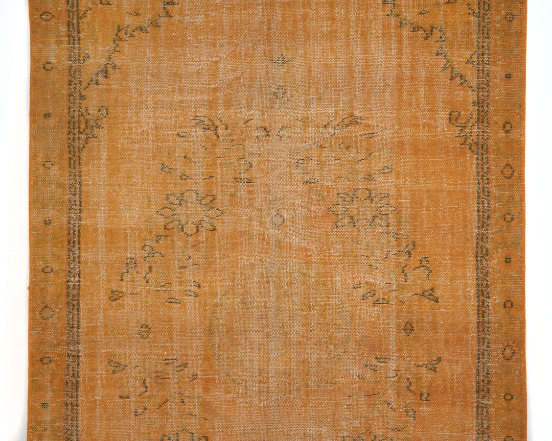 Orange Turkish Overdye Rug 5' 5" x 9' Hand-Knotted | No. VR47631
